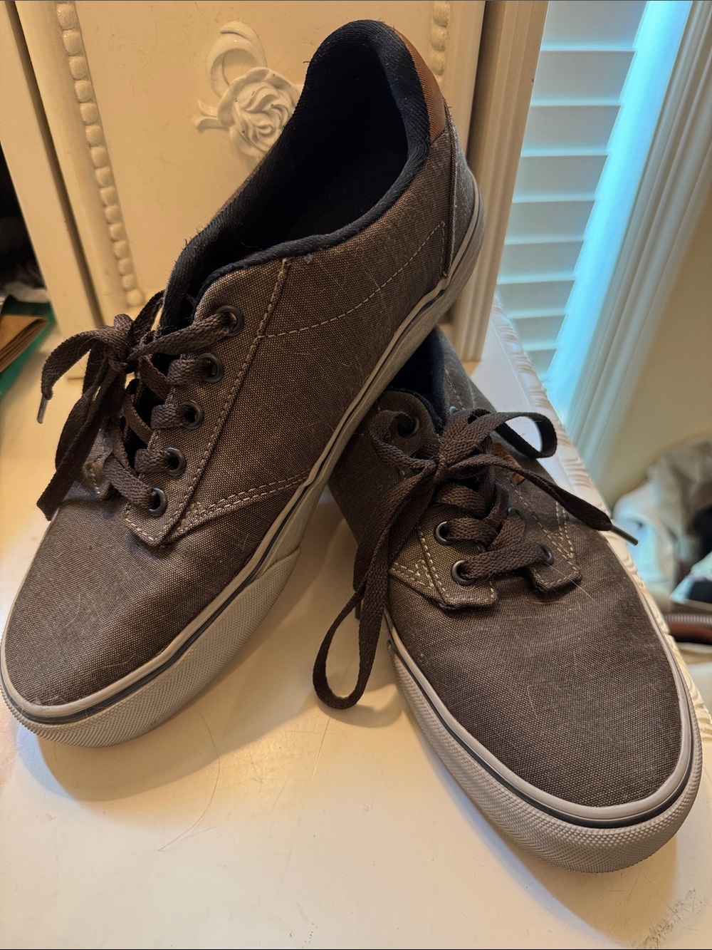 Vans Men's Brown Canvas Low-Top Sneakers